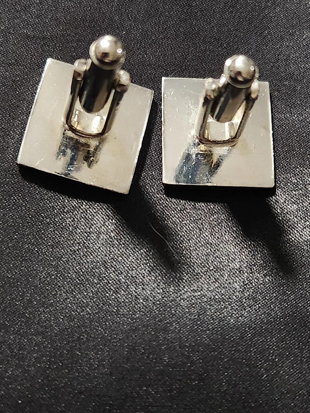 Silver Square Men's Cufflinks with Vent Detail